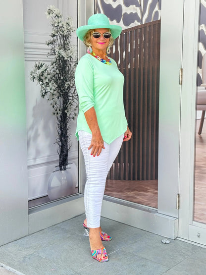 CLEAR LIME ASYMMETRIC TOP