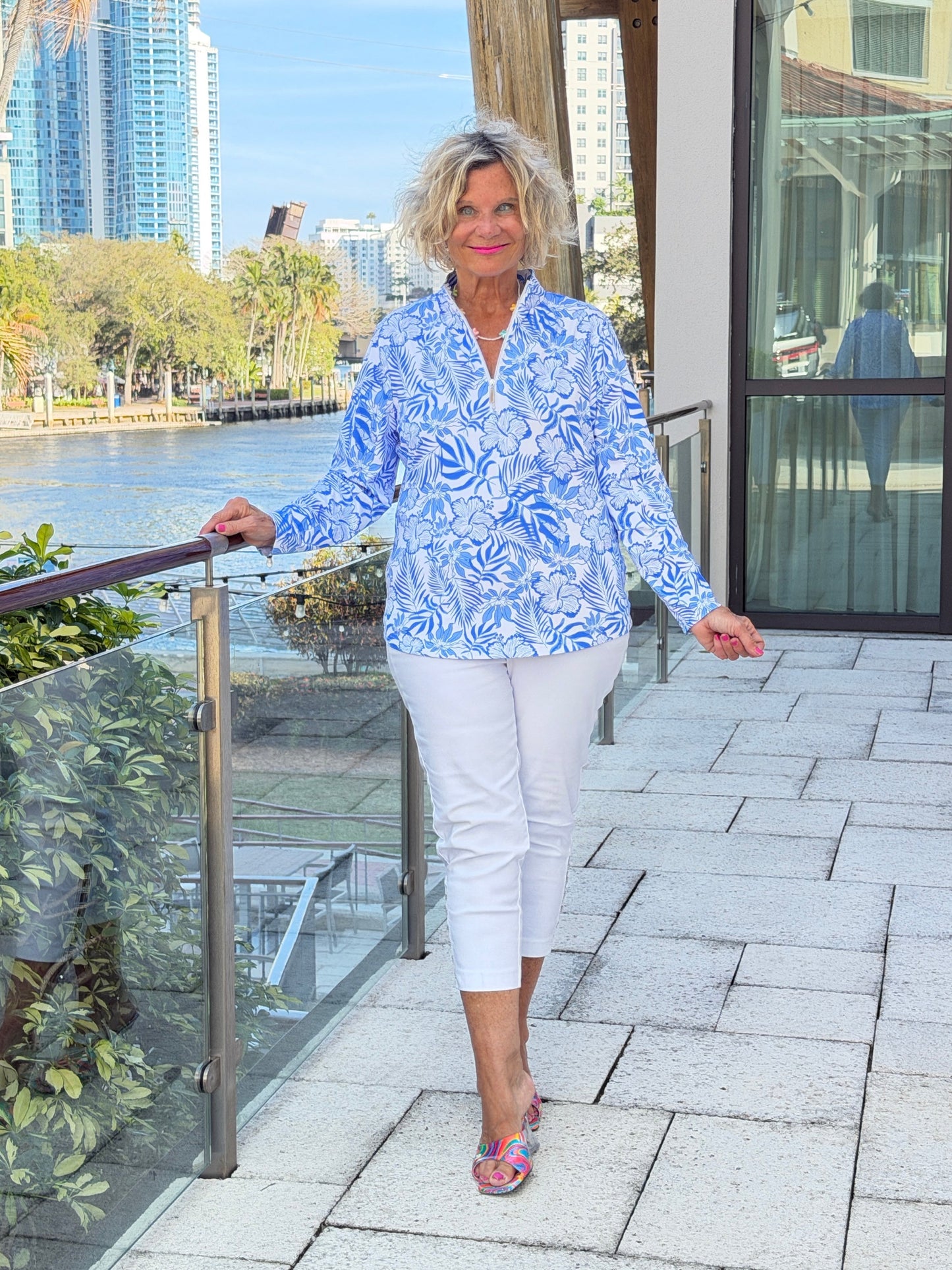 LULU B HIBISCUS COAST HALF ZIPPER
