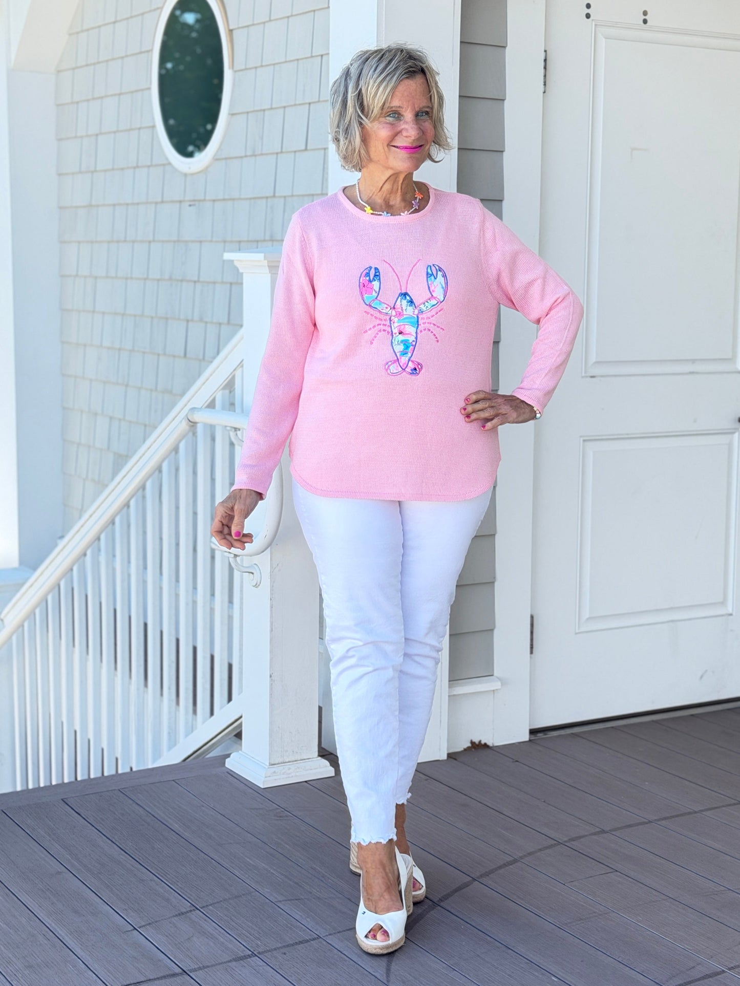BEACH CLUB PINK LOBSTER SWEATER