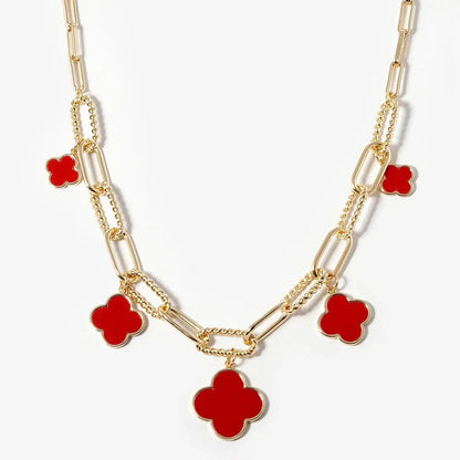 GOLD DIPPED RED   Quatrefoil Pendant