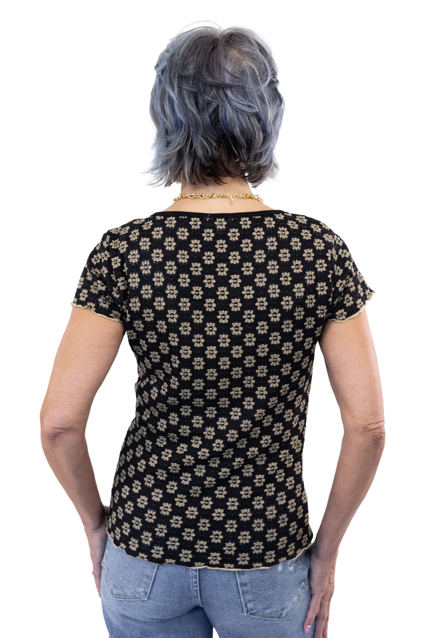 Women's Floral Lace Short Sleeve Top