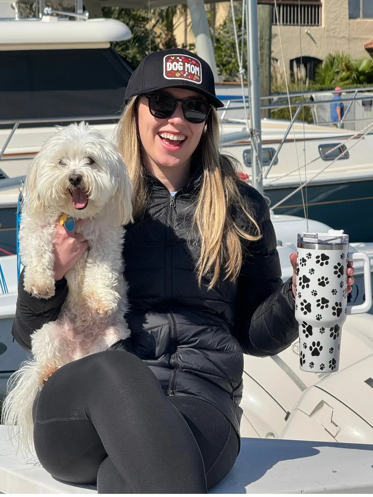 Dog Paw White Printed 40oz Stainless Steel Tumbler With Handle