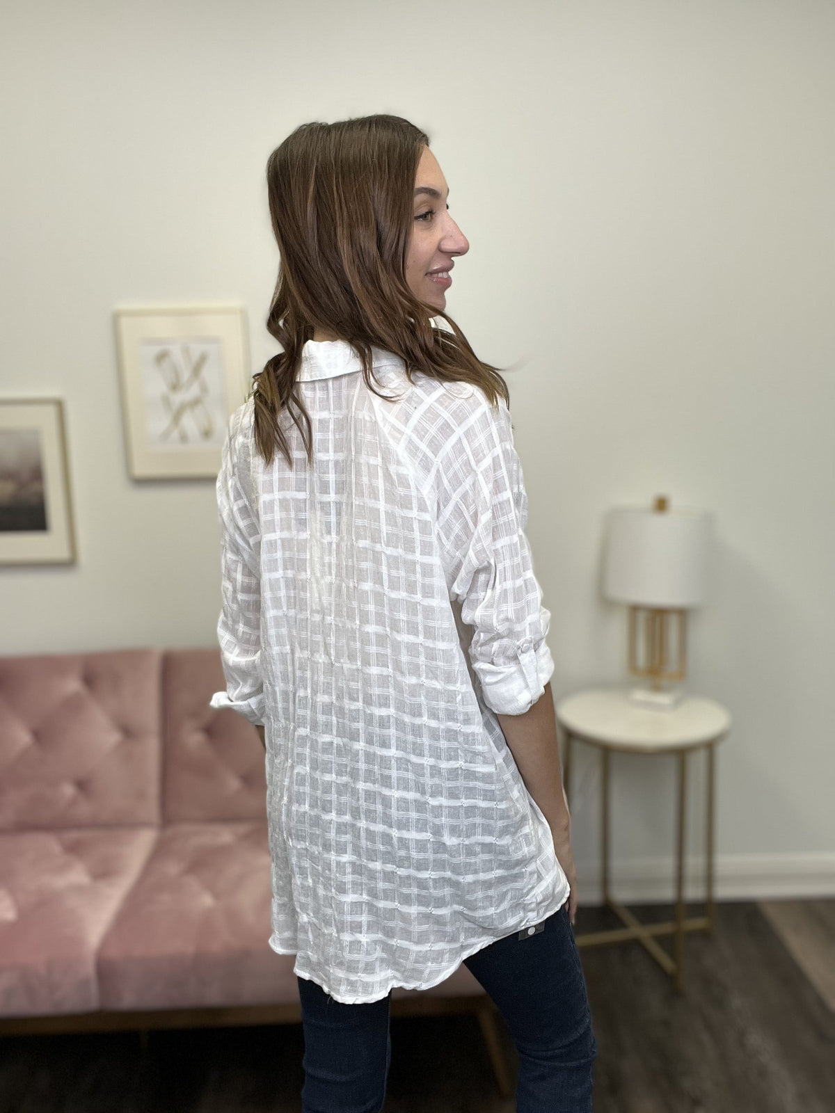 Darling Angel Women's Button Down Casual 1/2 Sleeve Top
