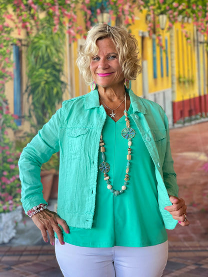 LULU B MINT LINEN JACKET