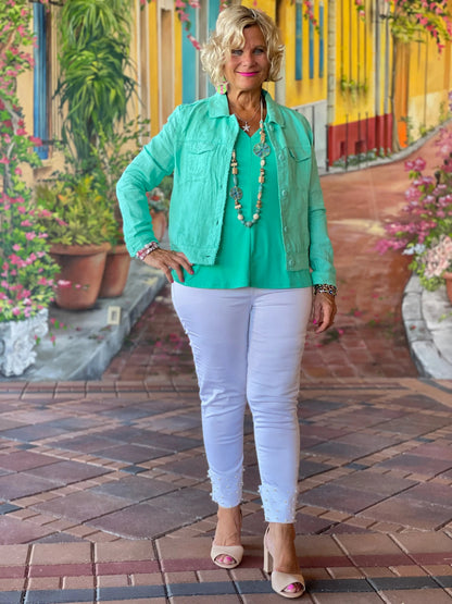 LULU B MINT LINEN JACKET