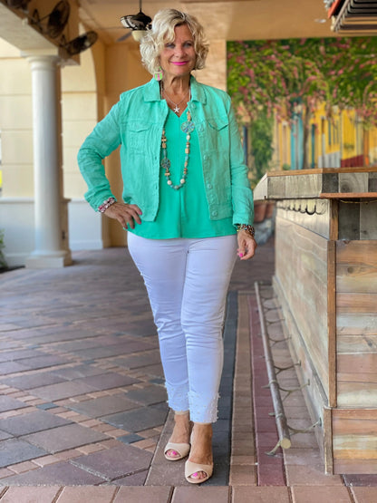 LULU B MINT LINEN JACKET