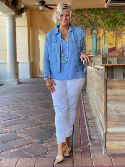 LULU B  NEW BLU LINEN JACKET