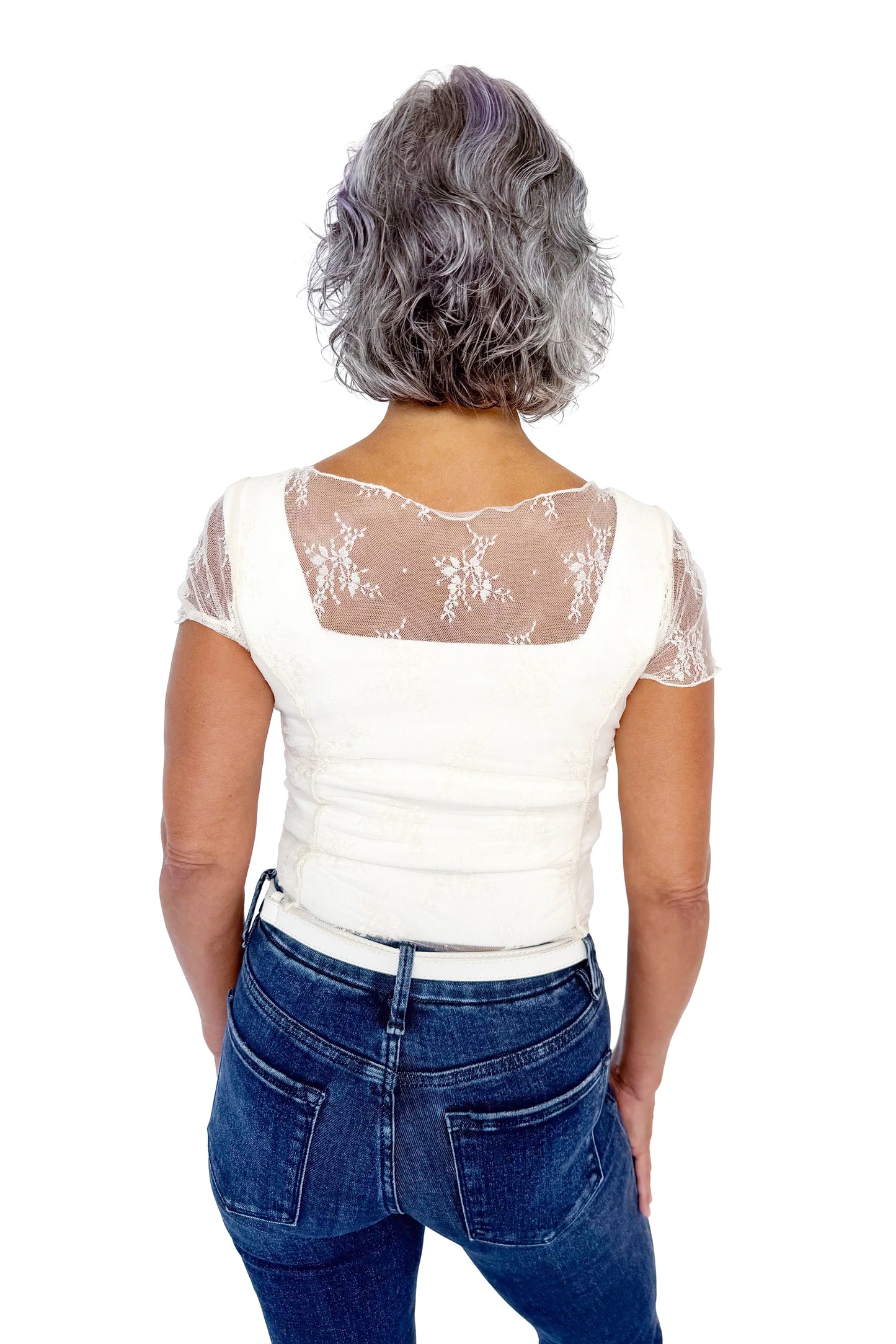 Women's Floral Mesh Short Sleeve Shirt