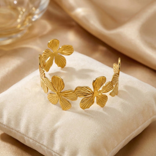 ALB Custom Gold Floral Cuff Bracelet