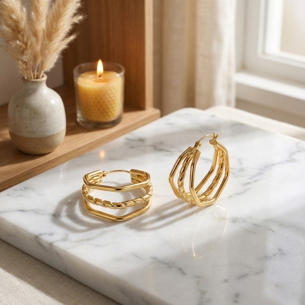 ALB Custom Gold Triple Hoop Earrings