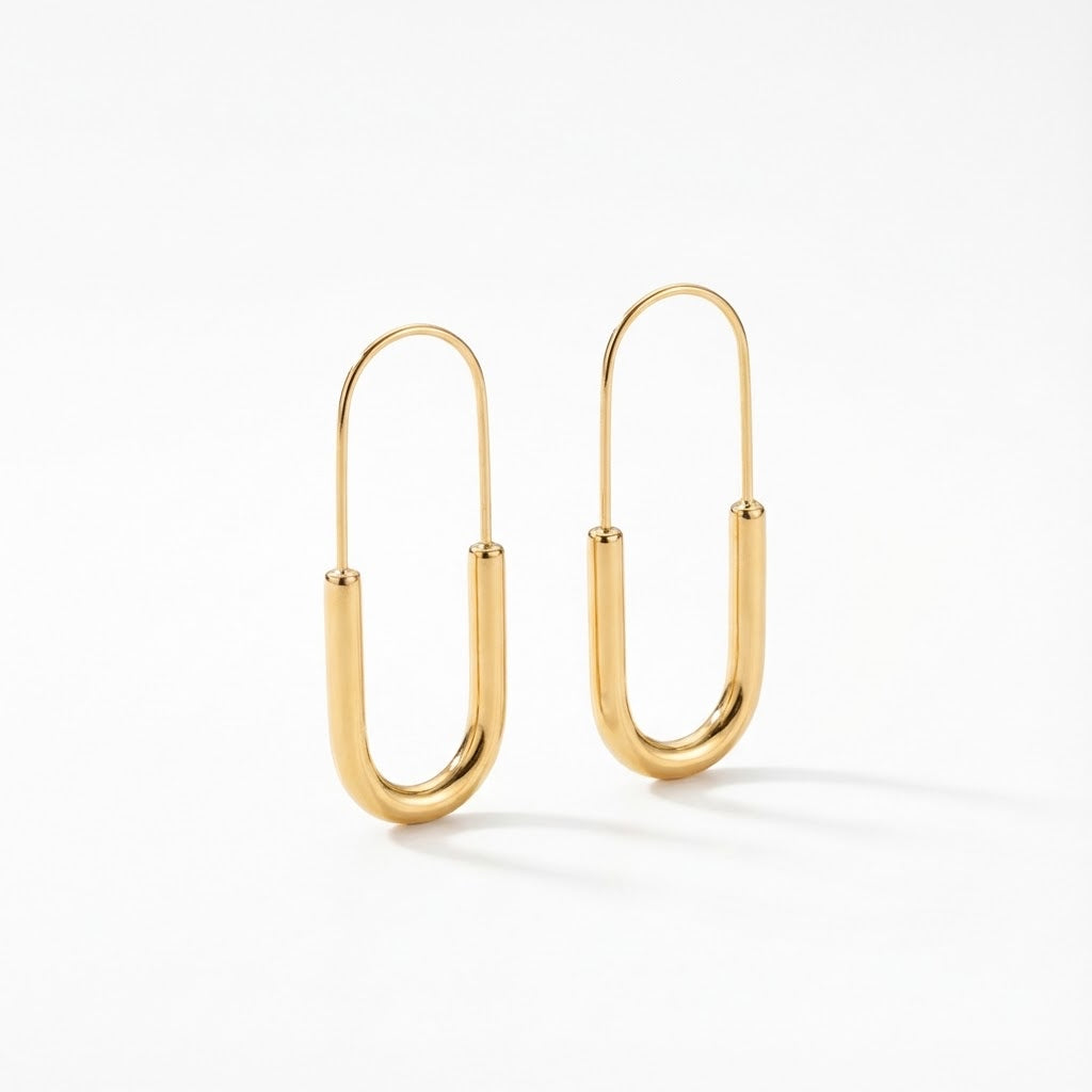 ALB Custom Gold U-Shaped Hoop Earrings