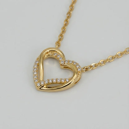 ALB Custom Sparkling Double-Layer Heart Pendant Necklace