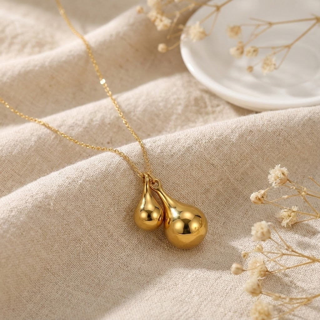 ALB Custom Double Teardrop Pendant Necklace