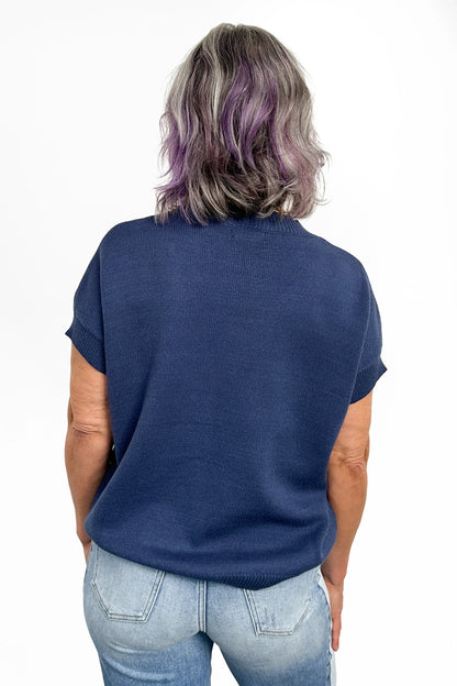Women's Outlined Star Knit Short Sleeve Sweater by Ava Lane