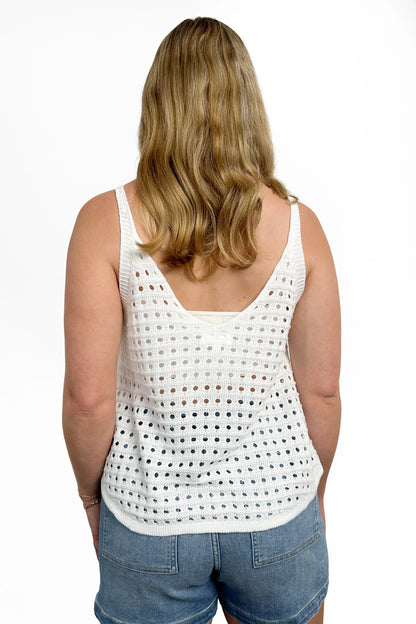 Women's American Flag Open Knit Tank Top by Ava Lane