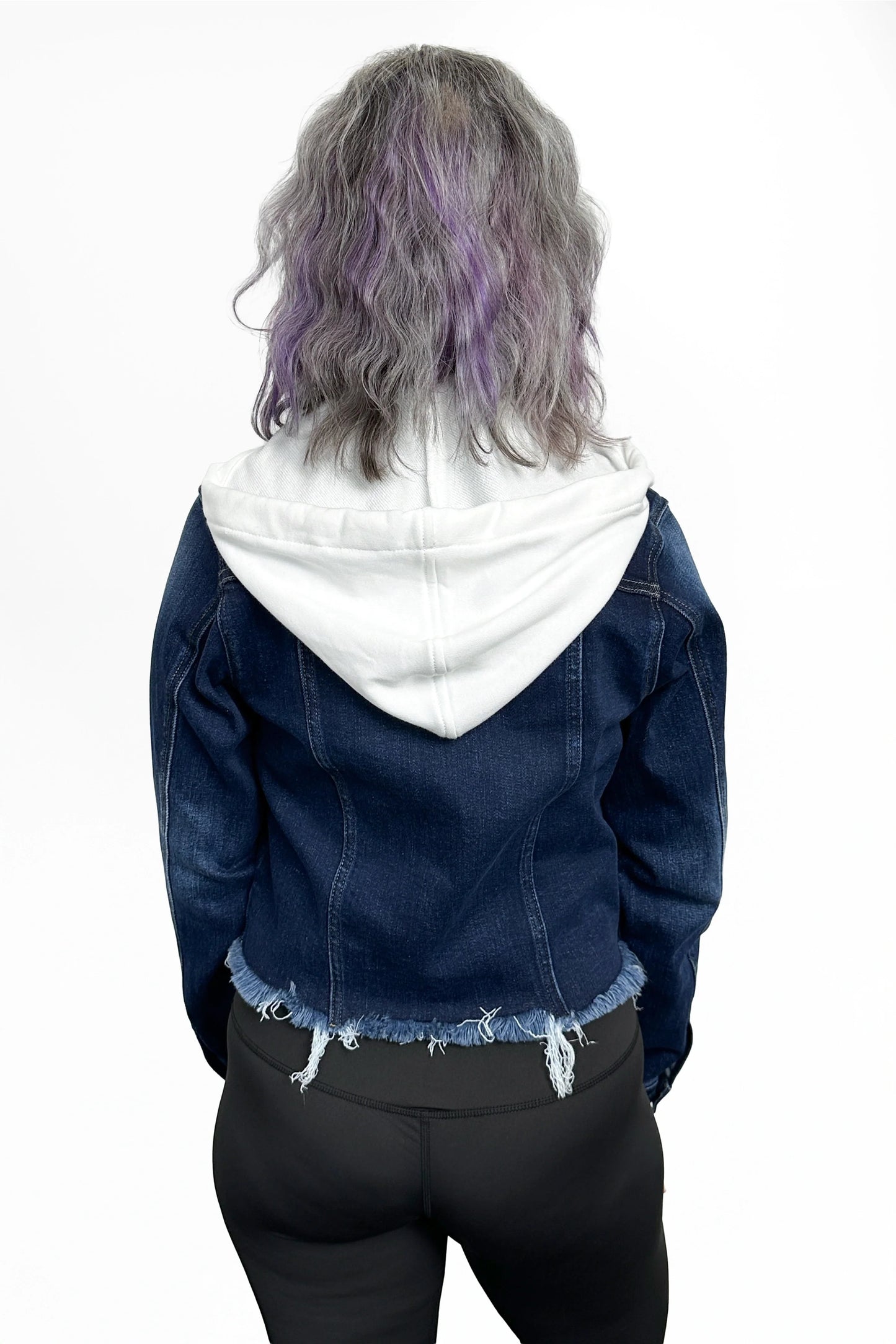 The Joey Hooded Raw Hem Denim Jacket