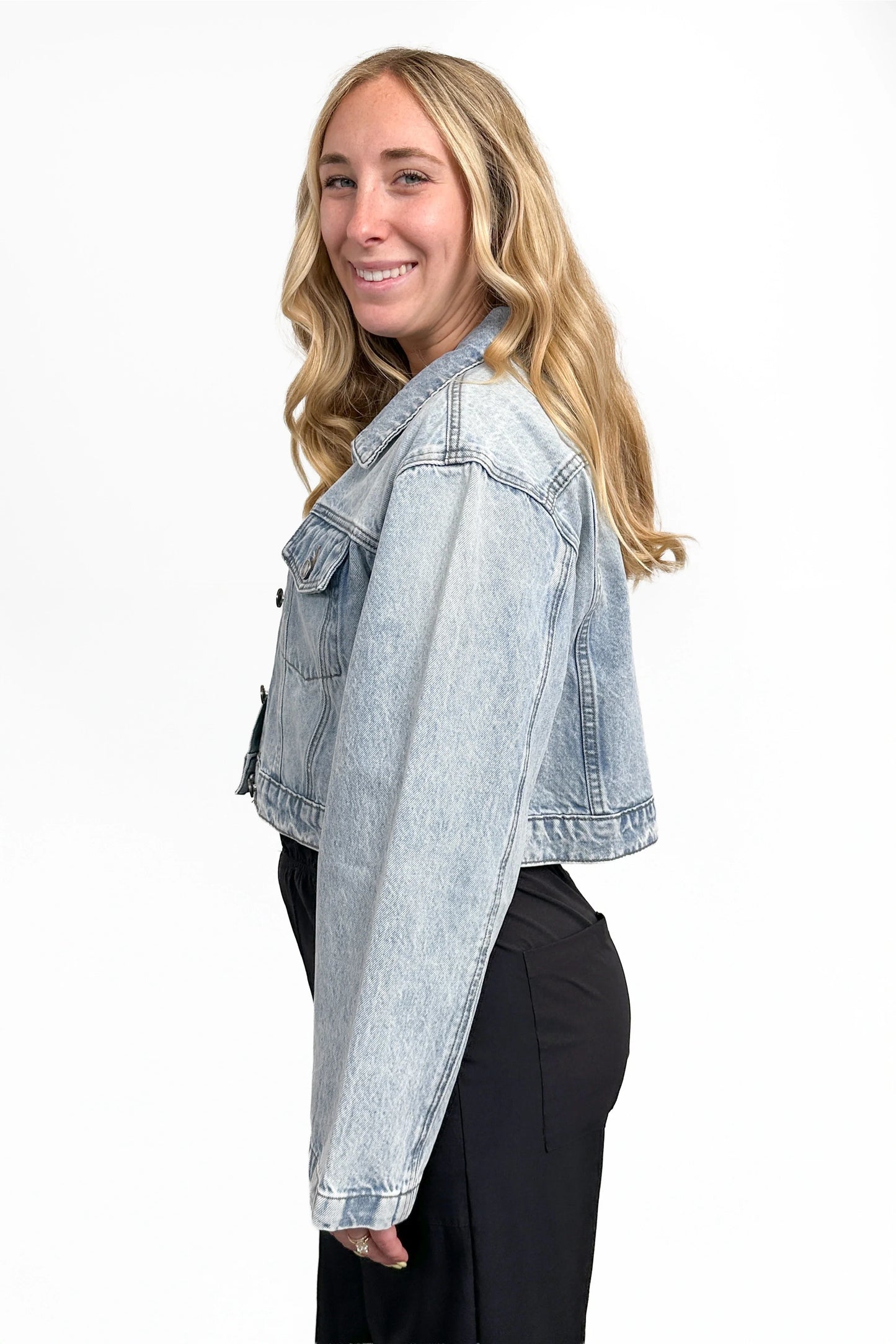 The Murphy Stone Washed Cropped Denim Jacket