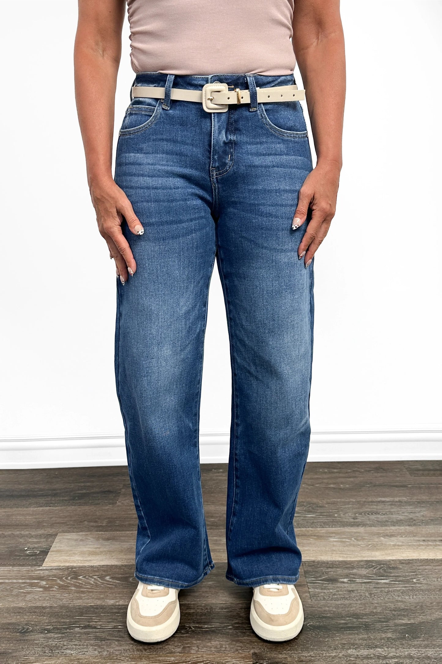 The Darcy Mid-Rise Tummy Control Barrel Jeans