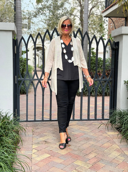 LULU-B OATMEAL MESH RUFFLE WRAP