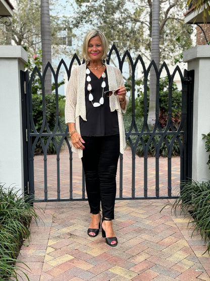 LULU-B OATMEAL MESH RUFFLE WRAP
