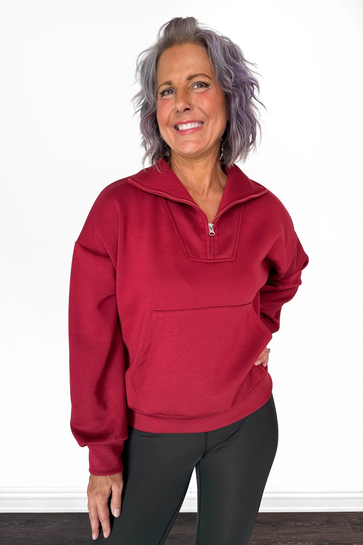 ALB Custom Women's Premium Quarter Zip Pouch Pocket Pullover