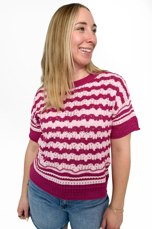 ALB Custom Women's Striped Wave Knit Top