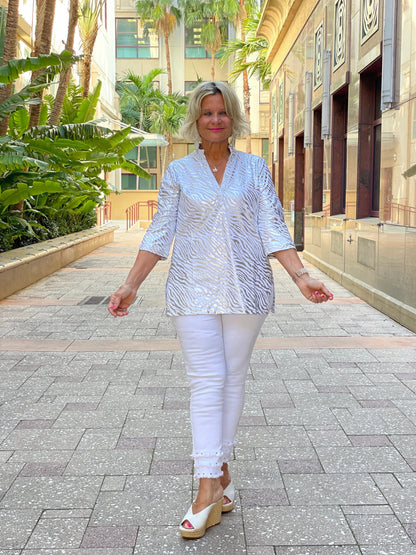 LULU-B LEME WHITE SILVER TUNIC
