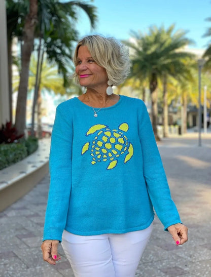 AQUA TURTLE SWEATER