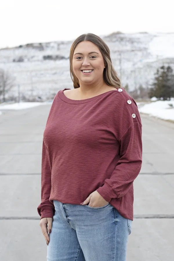 To The Side Women's Relaxed Ribbed Long Sleeve Top