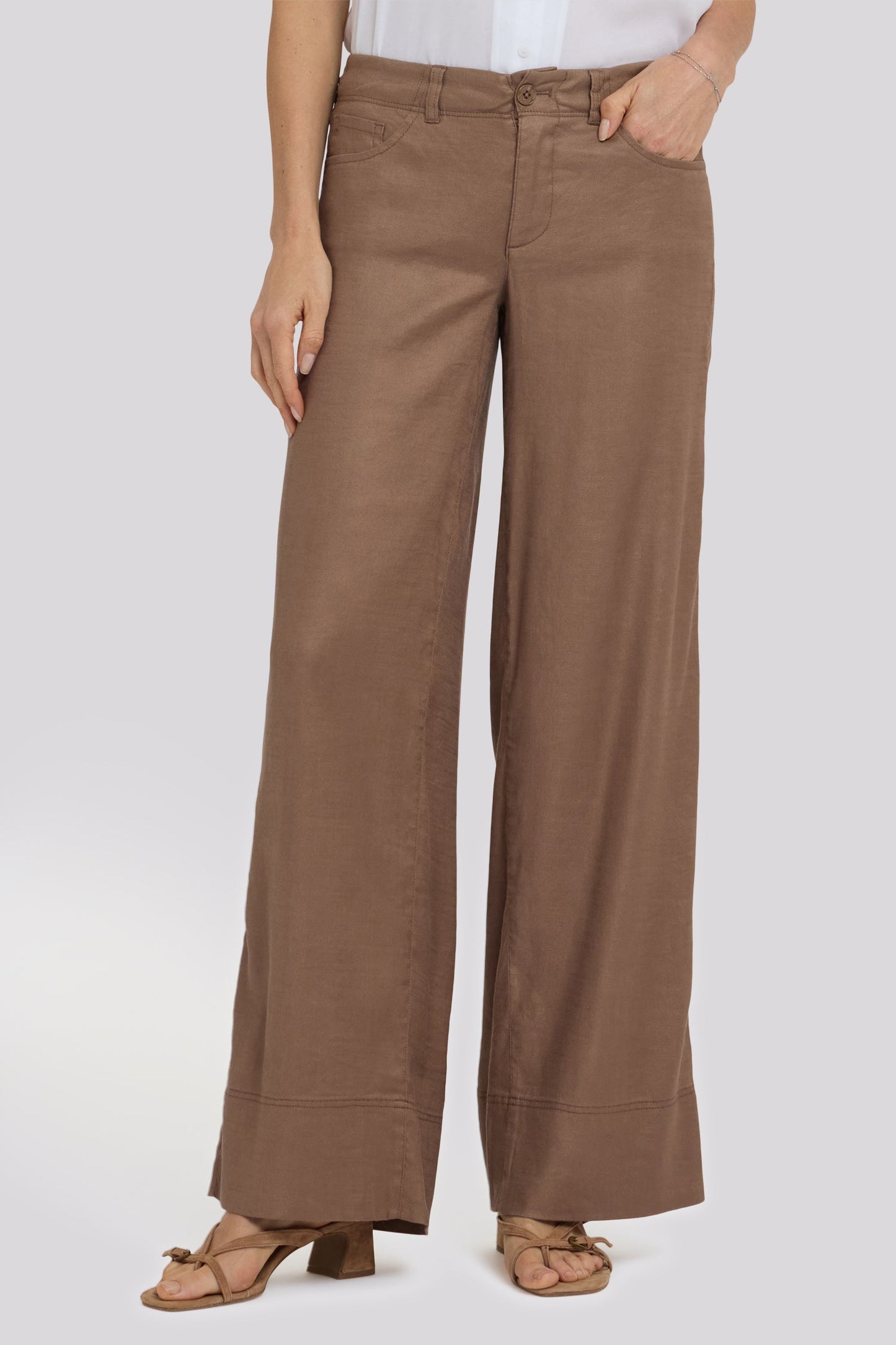 5 Pocket Wide Leg Trouser Pants - Toasted Coconut