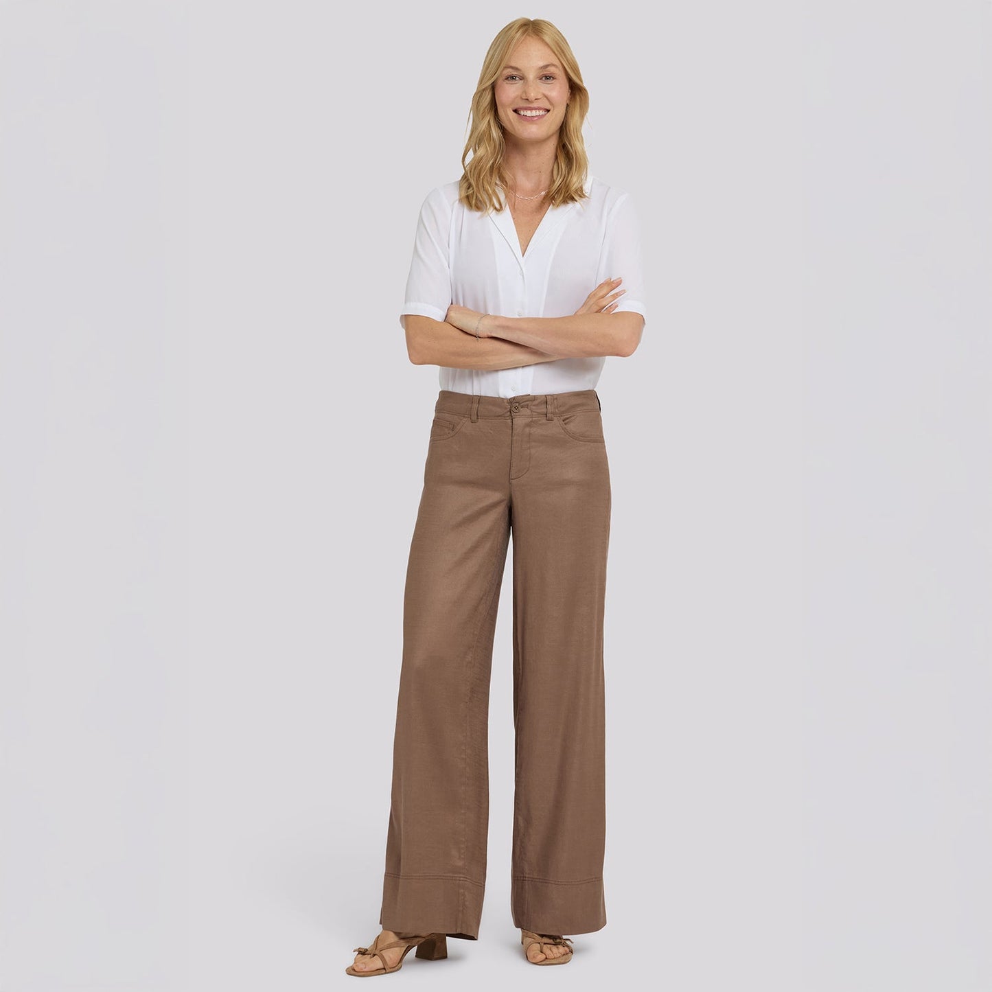5 Pocket Wide Leg Trouser Pants - Toasted Coconut