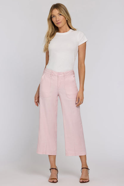 Wide Leg Cargo Capri Pants - Light Lilac