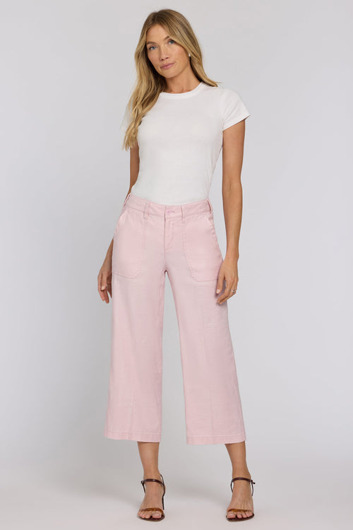 Wide Leg Cargo Capri Pants - Light Lilac