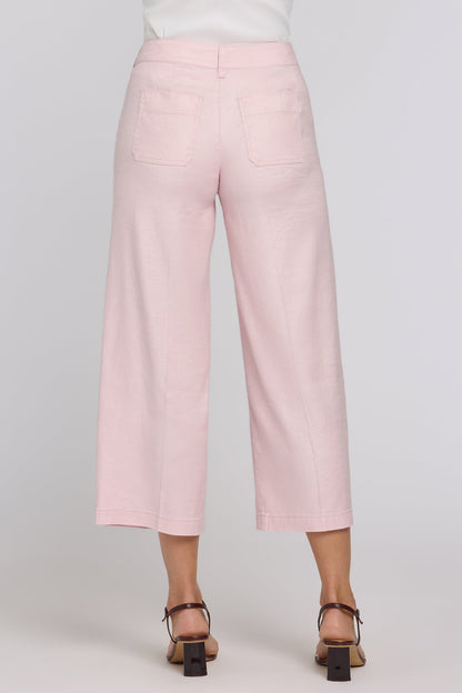 Wide Leg Cargo Capri Pants - Light Lilac