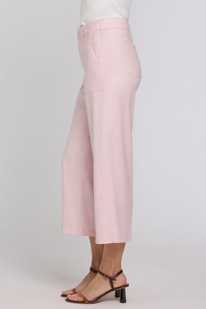 Wide Leg Cargo Capri Pants - Light Lilac