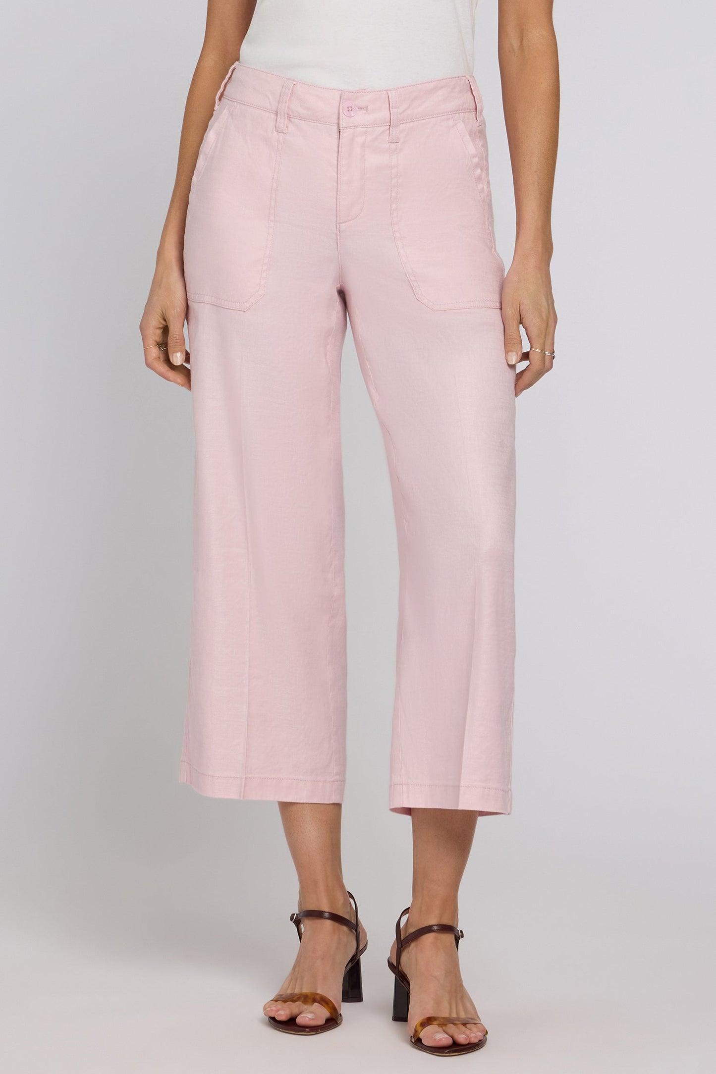Wide Leg Cargo Capri Pants - Light Lilac