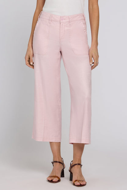 Wide Leg Cargo Capri Pants - Light Lilac