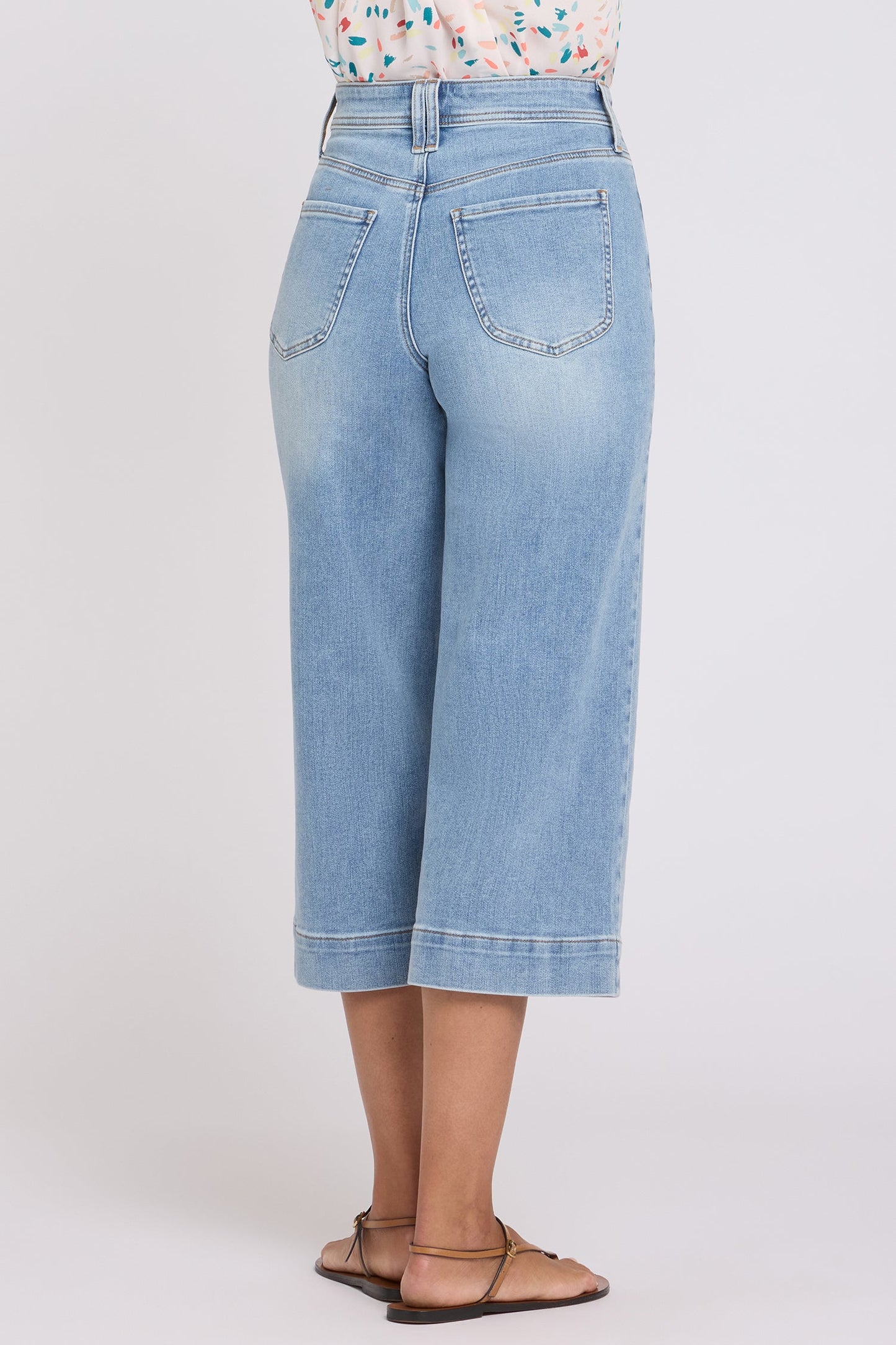 Brigitte Wide Leg Capri Jeans - Mist Springs