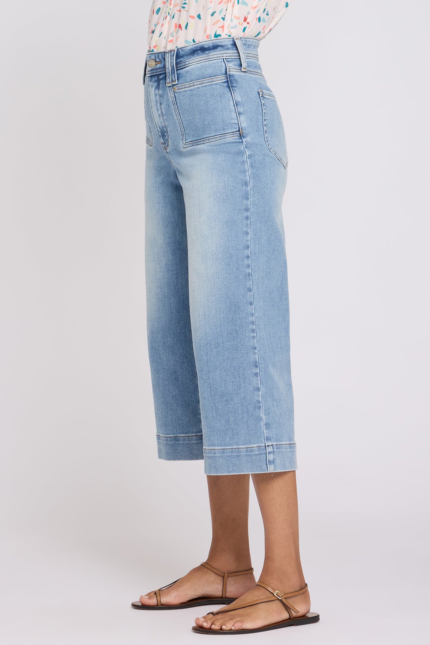 Brigitte Wide Leg Capri Jeans - Mist Springs