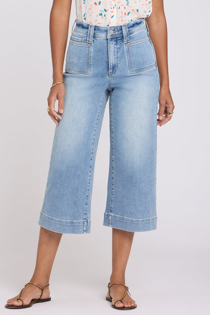 Brigitte Wide Leg Capri Jeans - Mist Springs