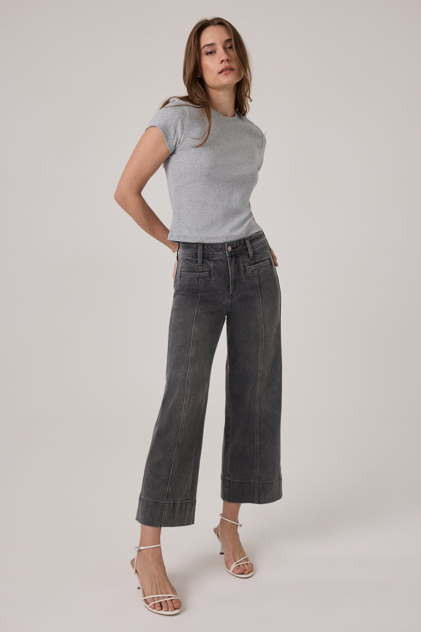 Teresa Wide Leg Ankle Jeans - Dusty Ash