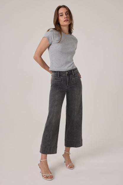 Teresa Wide Leg Ankle Jeans - Dusty Ash