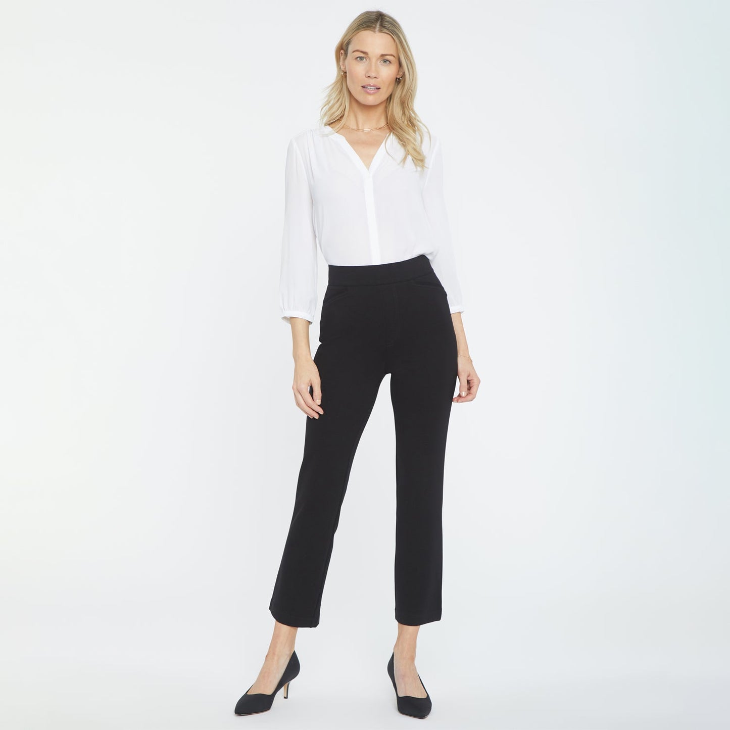 Pull-On Straight Crop Pants - Black