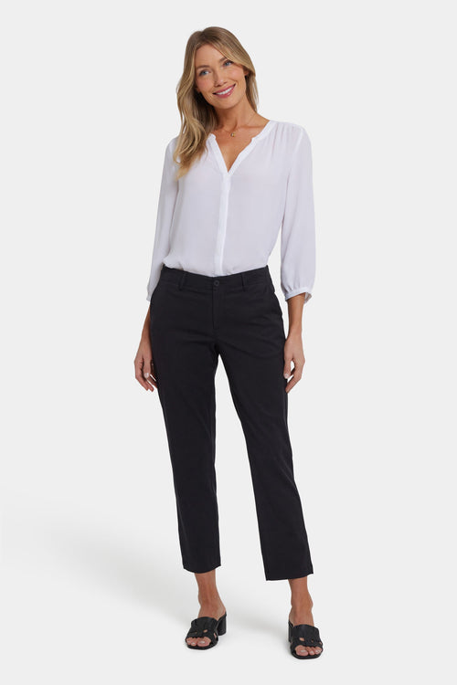 Easy-Fit Ankle Trouser Pants - Black