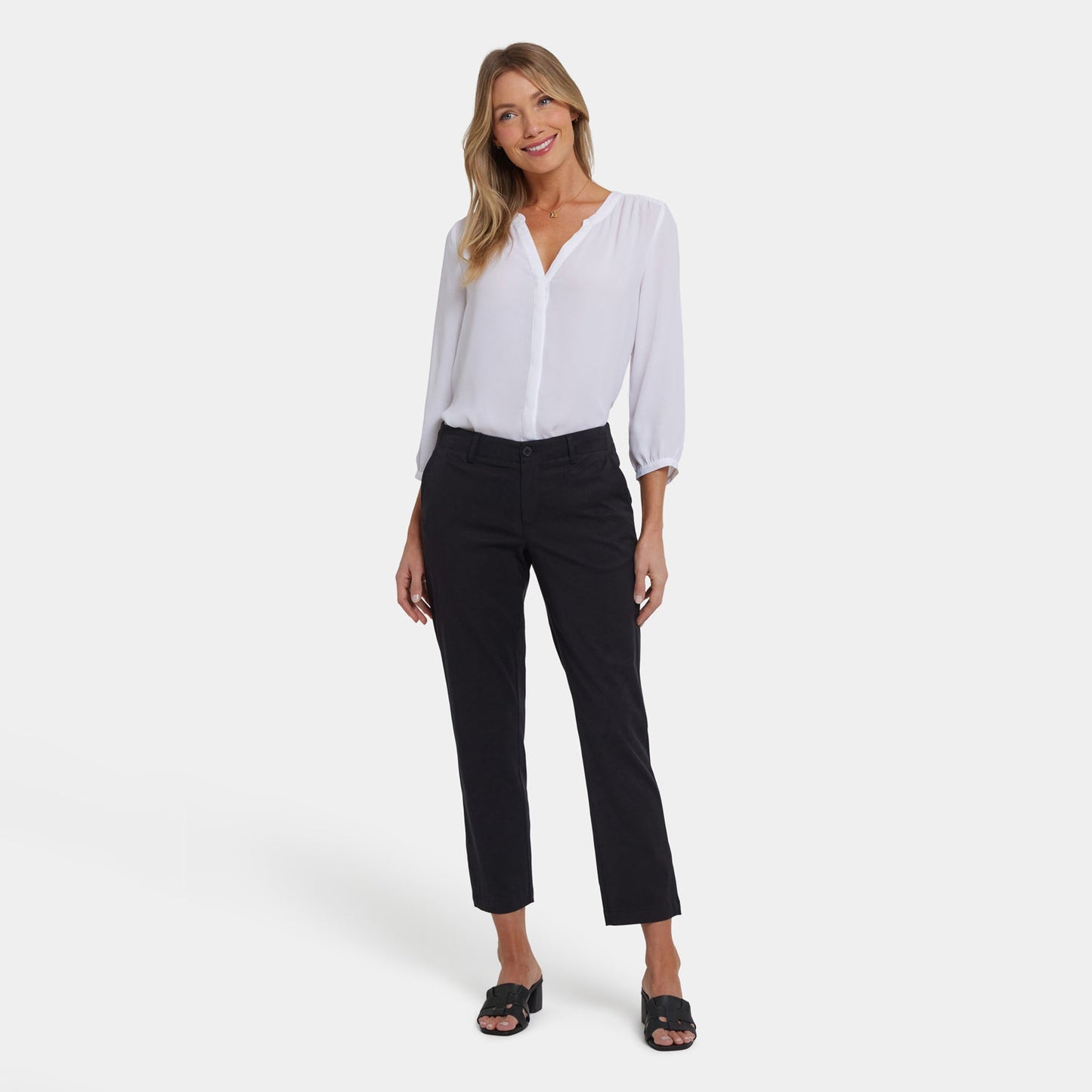 Easy-Fit Ankle Trouser Pants - Black