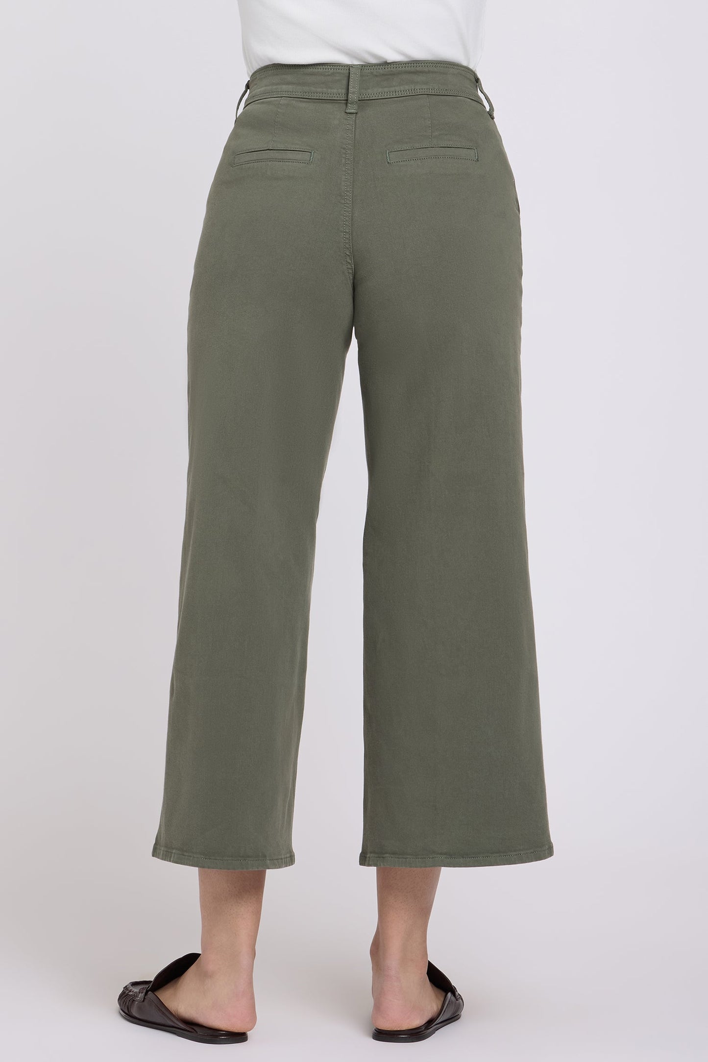 Mona Wide Leg Trouser Ankle Jeans  - Desert Green