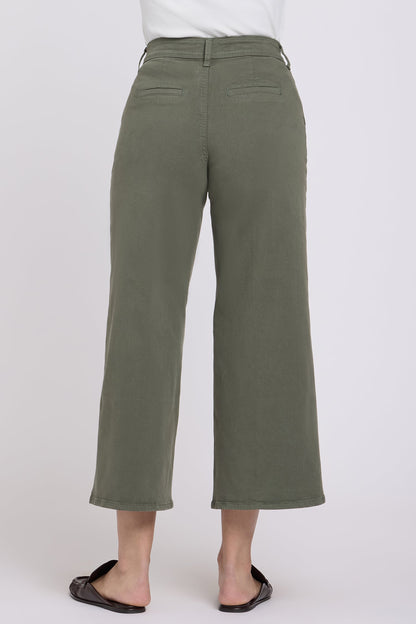 Mona Wide Leg Trouser Ankle Jeans  - Desert Green