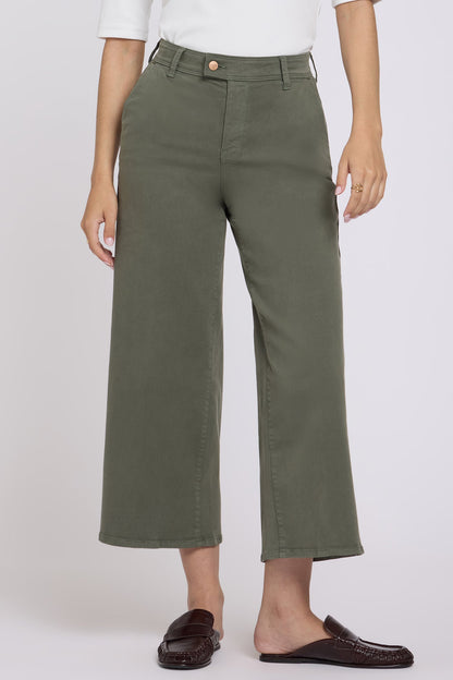Mona Wide Leg Trouser Ankle Jeans  - Desert Green