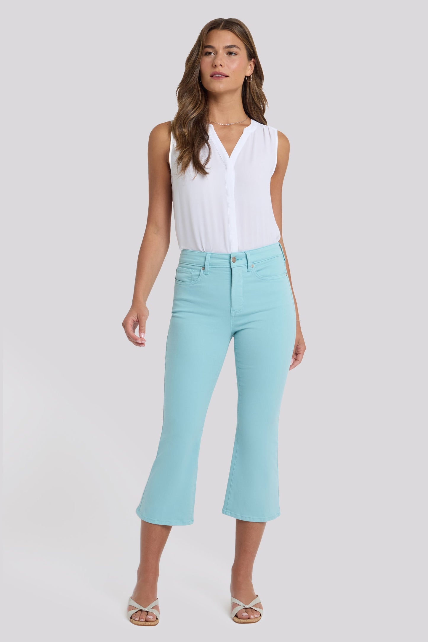 Monica Kick Flare Crop Jeans - Aqua Haze