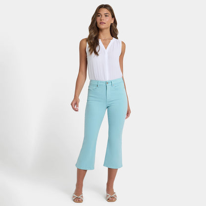 Monica Kick Flare Crop Jeans - Aqua Haze